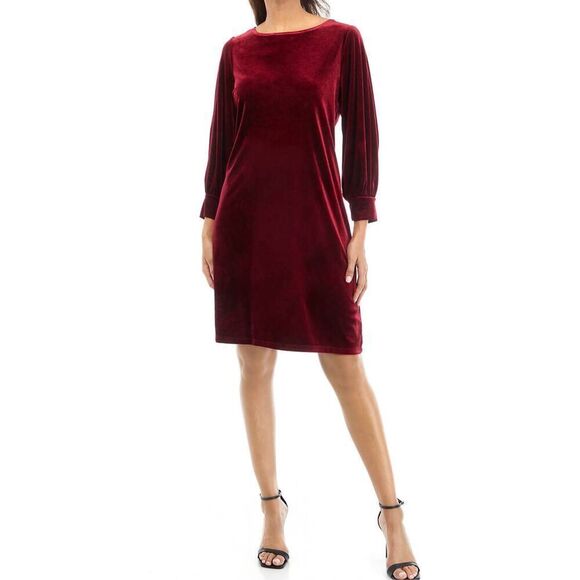 Sandra Darren Washable Velvet Puffed Sleeves A-line Dress sz XL NWT Holidays - Picture 2 of 12